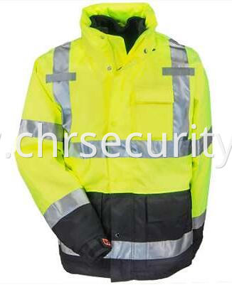 Men's Yellow Waterproof Insulated Hi-Vis Hooded Jacket